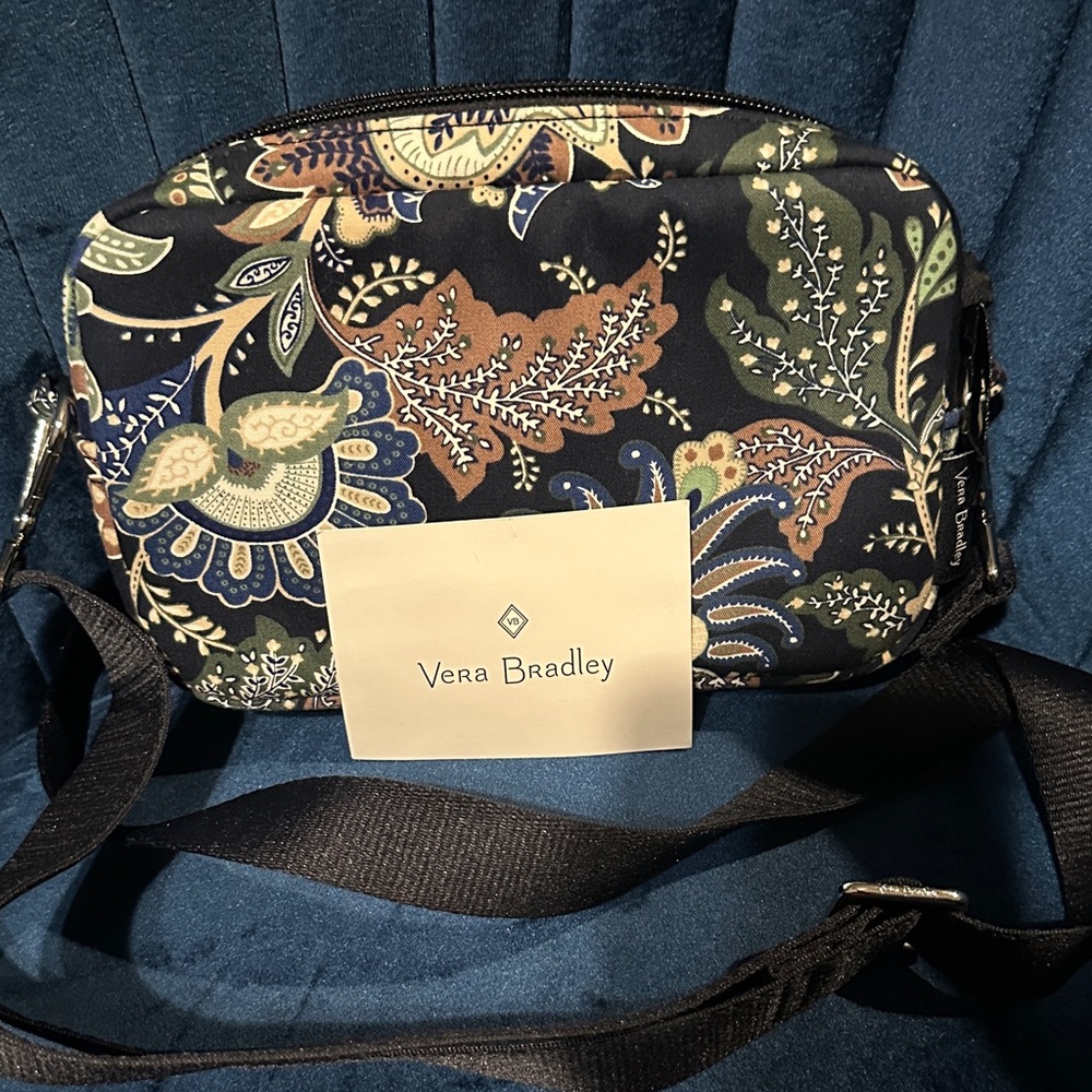 Vera Bradley Women's Crossbody Bag - Black and Blue Floral